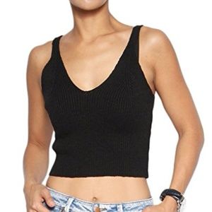 90s J. Crew Ribbed V-Neck Crop Top